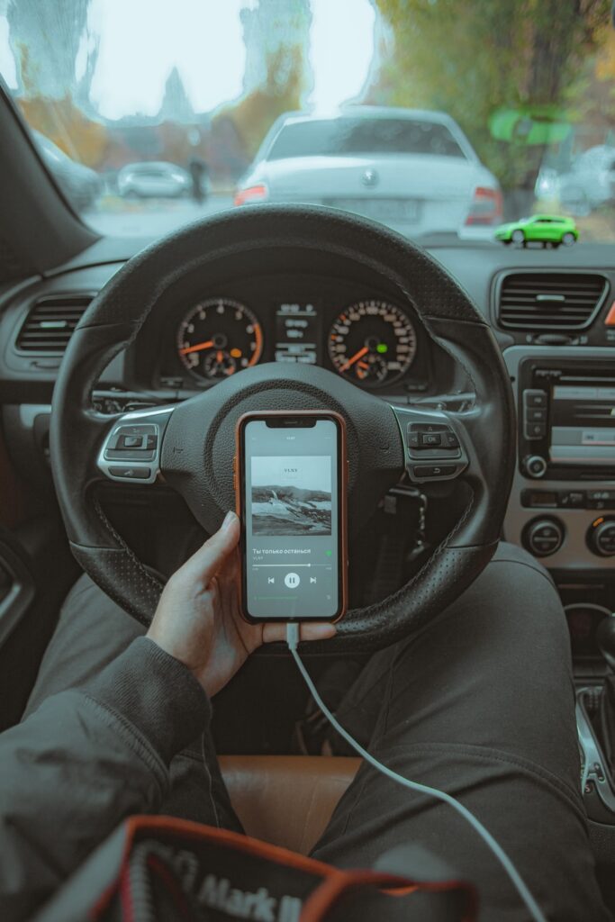 A person using their phone while driving.